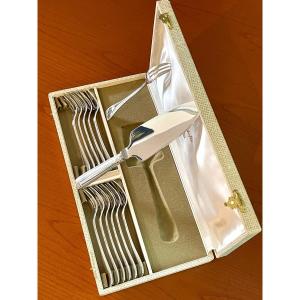 Christofle Malmaison Cake Dessert Service, 12 Forks, 1 Cake Server, Tart 