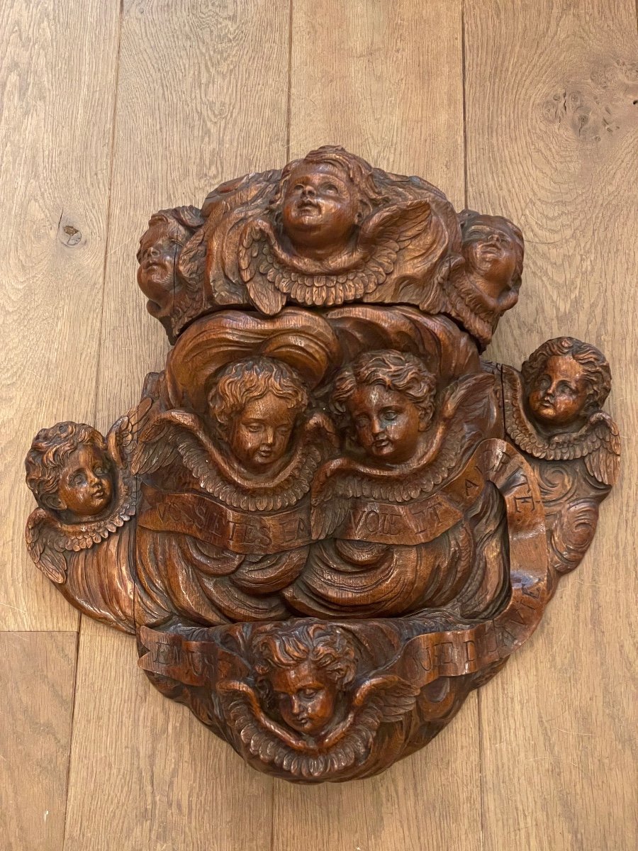 Important Stoup In Carved Wood XIX Century-photo-2