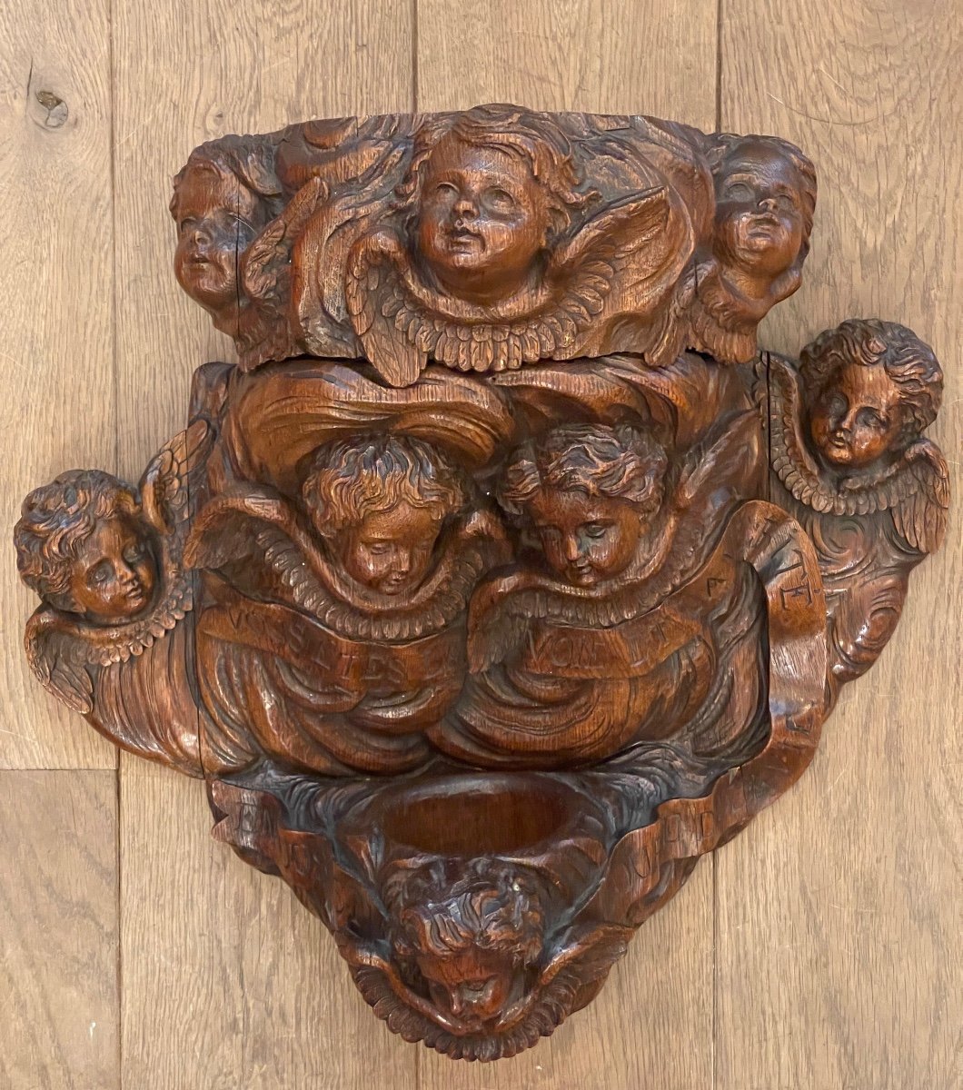 Important Stoup In Carved Wood XIX Century