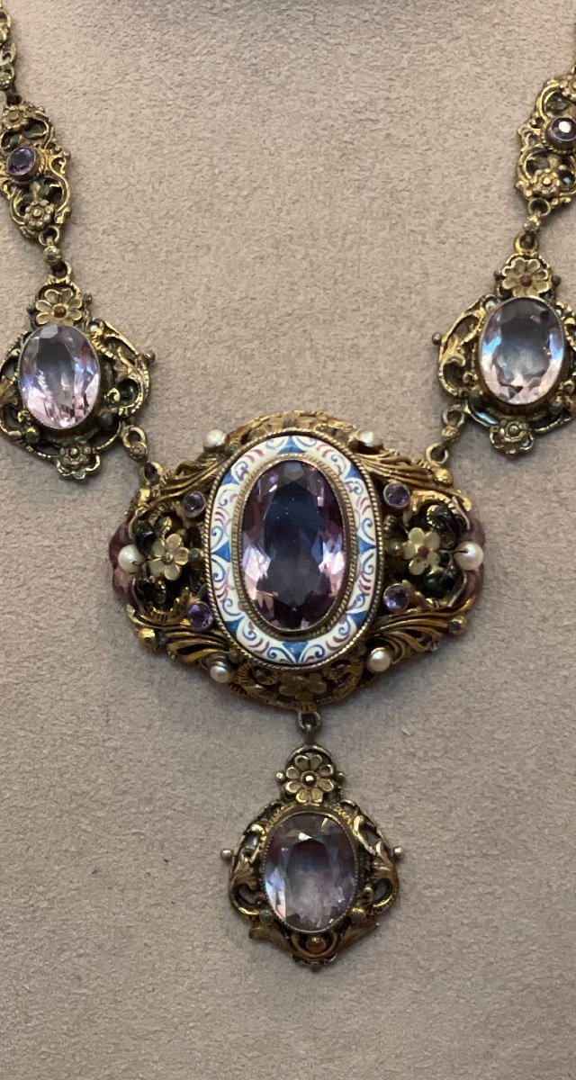 Collier Austro Hongrois En Vermeil Et Améthystes Vers 1860-photo-3