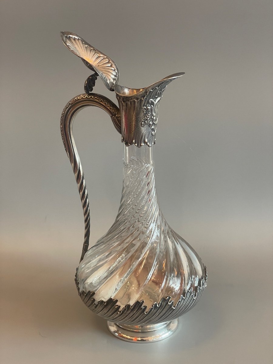 Ewer In Sterling Silver And Crystal Louis XV Style-photo-2