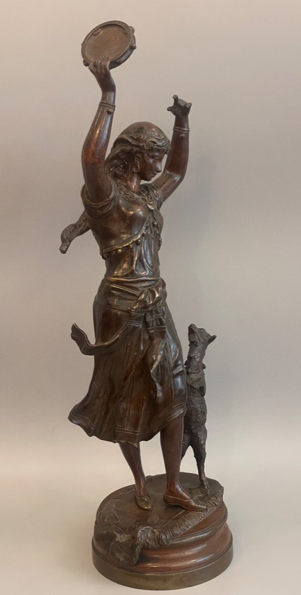 Bronze Sculpture "dance Of The Gypsy With The Tambourine" XIX Century-photo-4