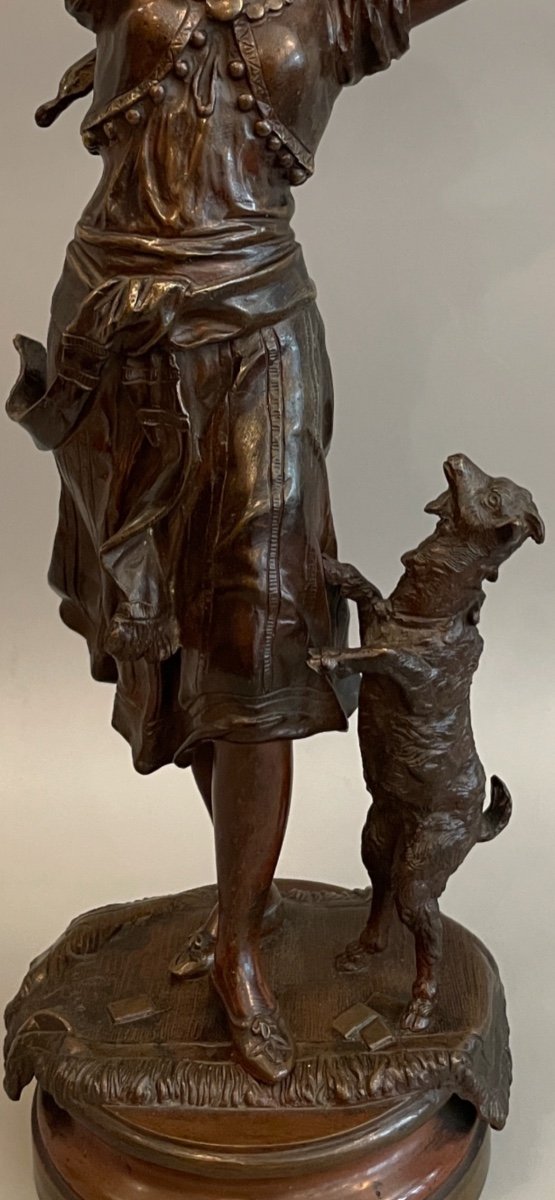 Bronze Sculpture "dance Of The Gypsy With The Tambourine" XIX Century-photo-4