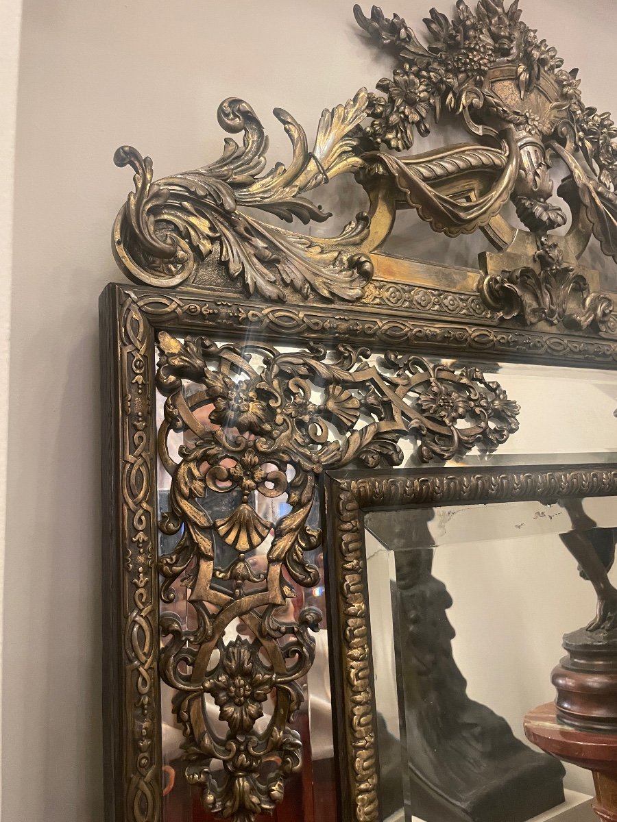 Large Louis XVI Style Bronze Mirror-photo-1