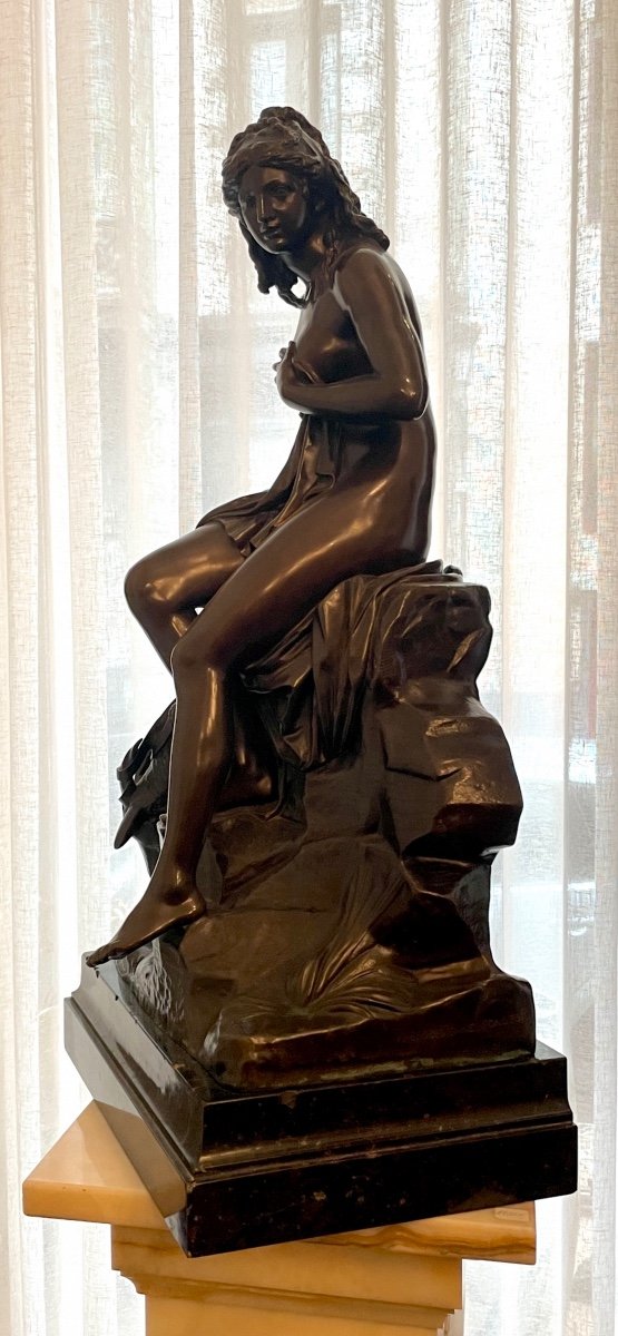 « Amathée Et La Chèvre De Jupiter » Sculpture En Bronze Par Pierre Julien-photo-4