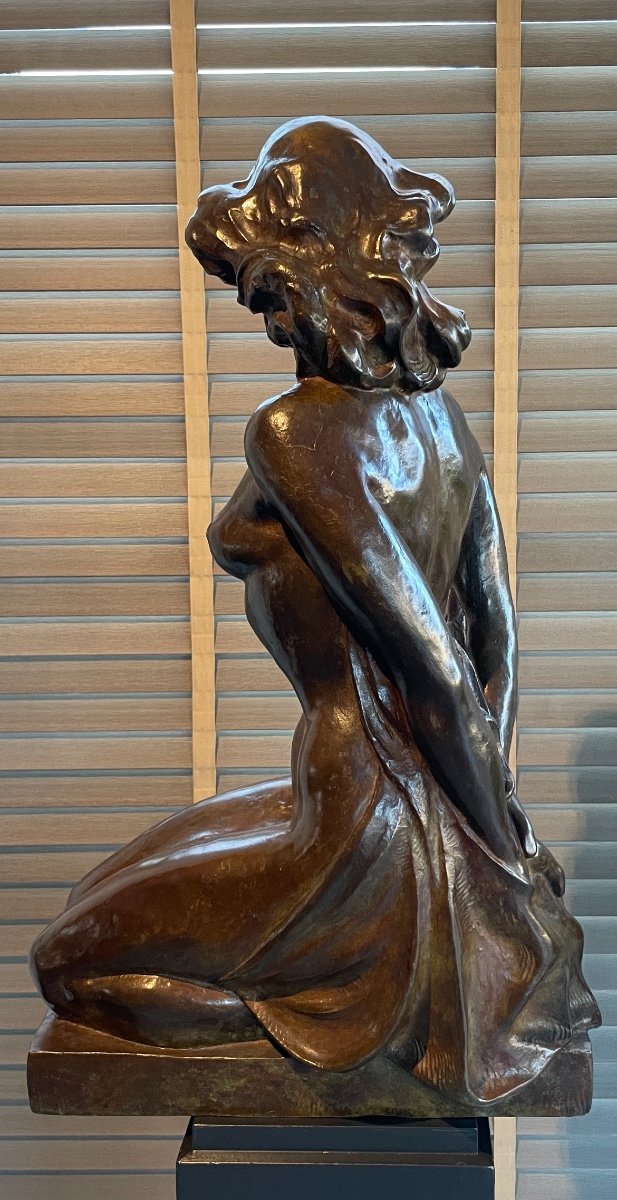 Bronze Sculpture “kneeling Nude” Johan De Maegt-photo-2