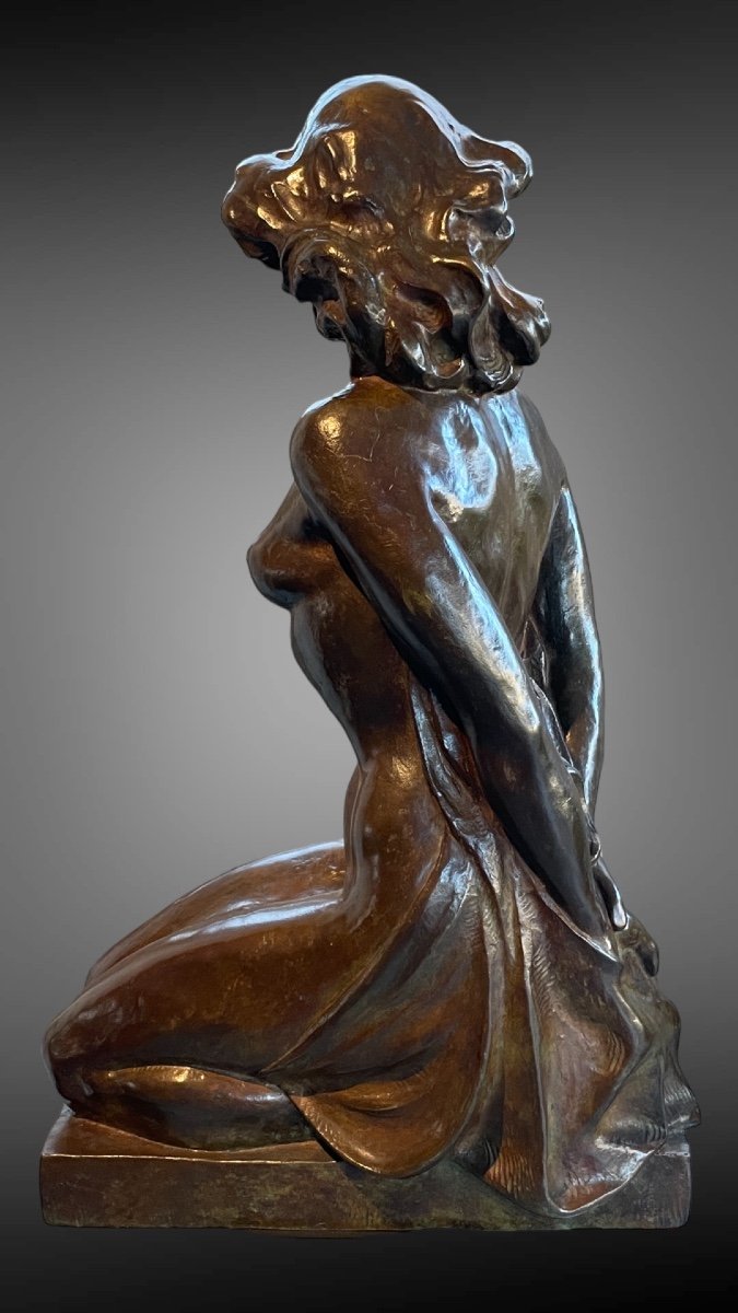 Bronze Sculpture “kneeling Nude” Johan De Maegt-photo-6