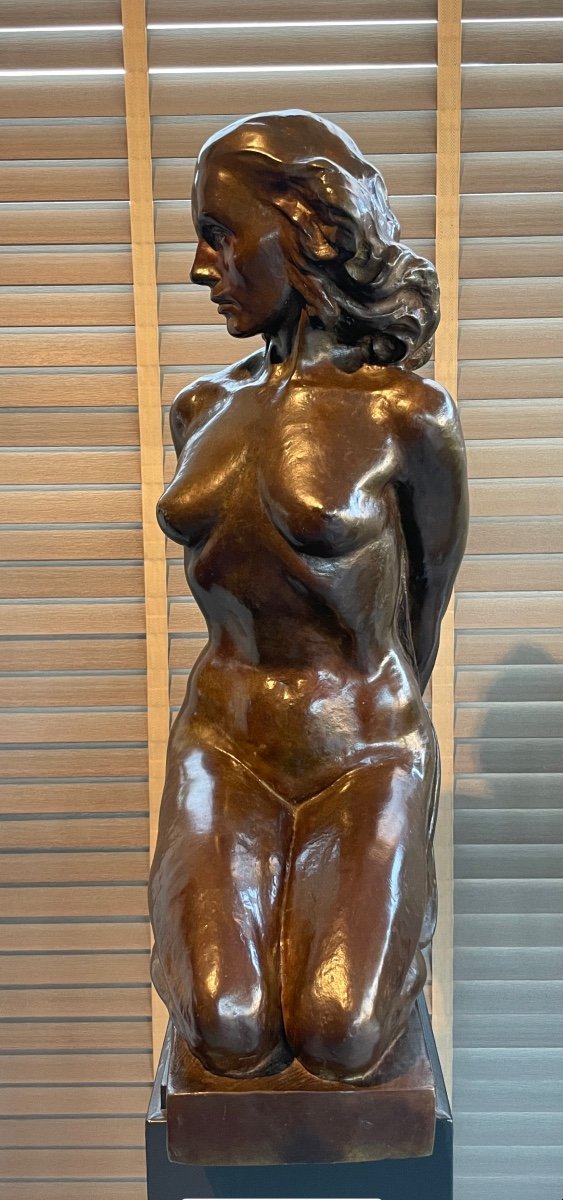 Bronze Sculpture “kneeling Nude” Johan De Maegt