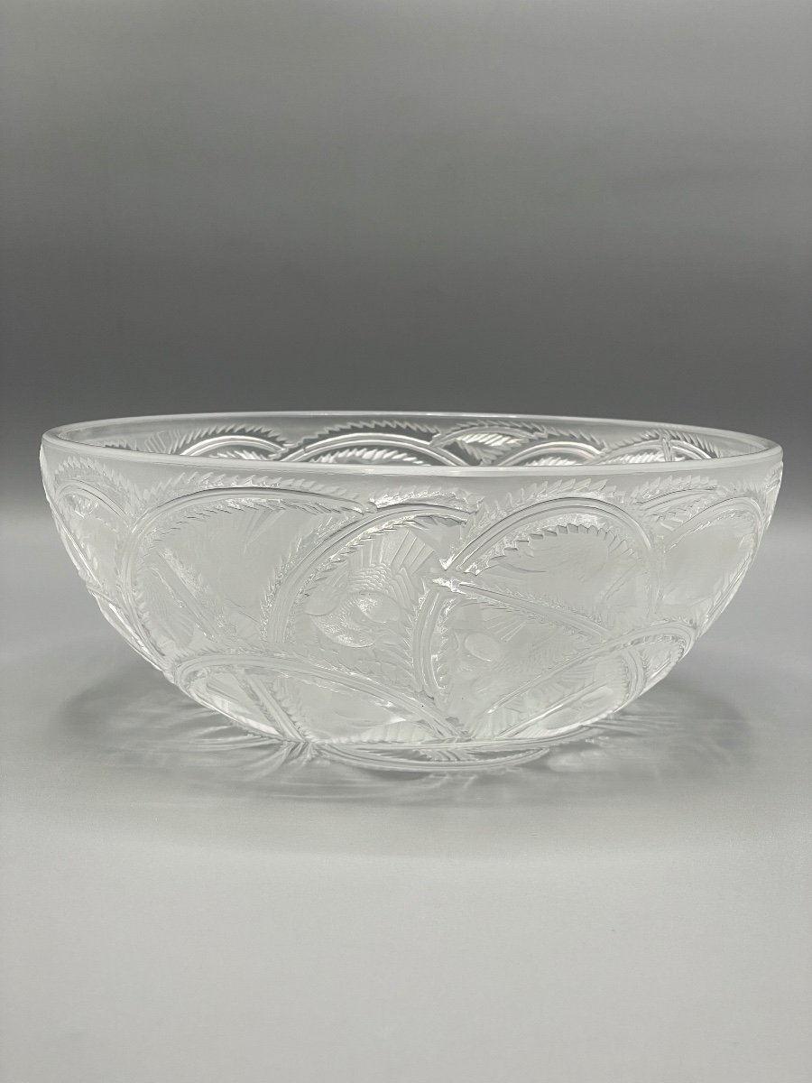 Large Lalique France Crystal Bowl “finches”-photo-4