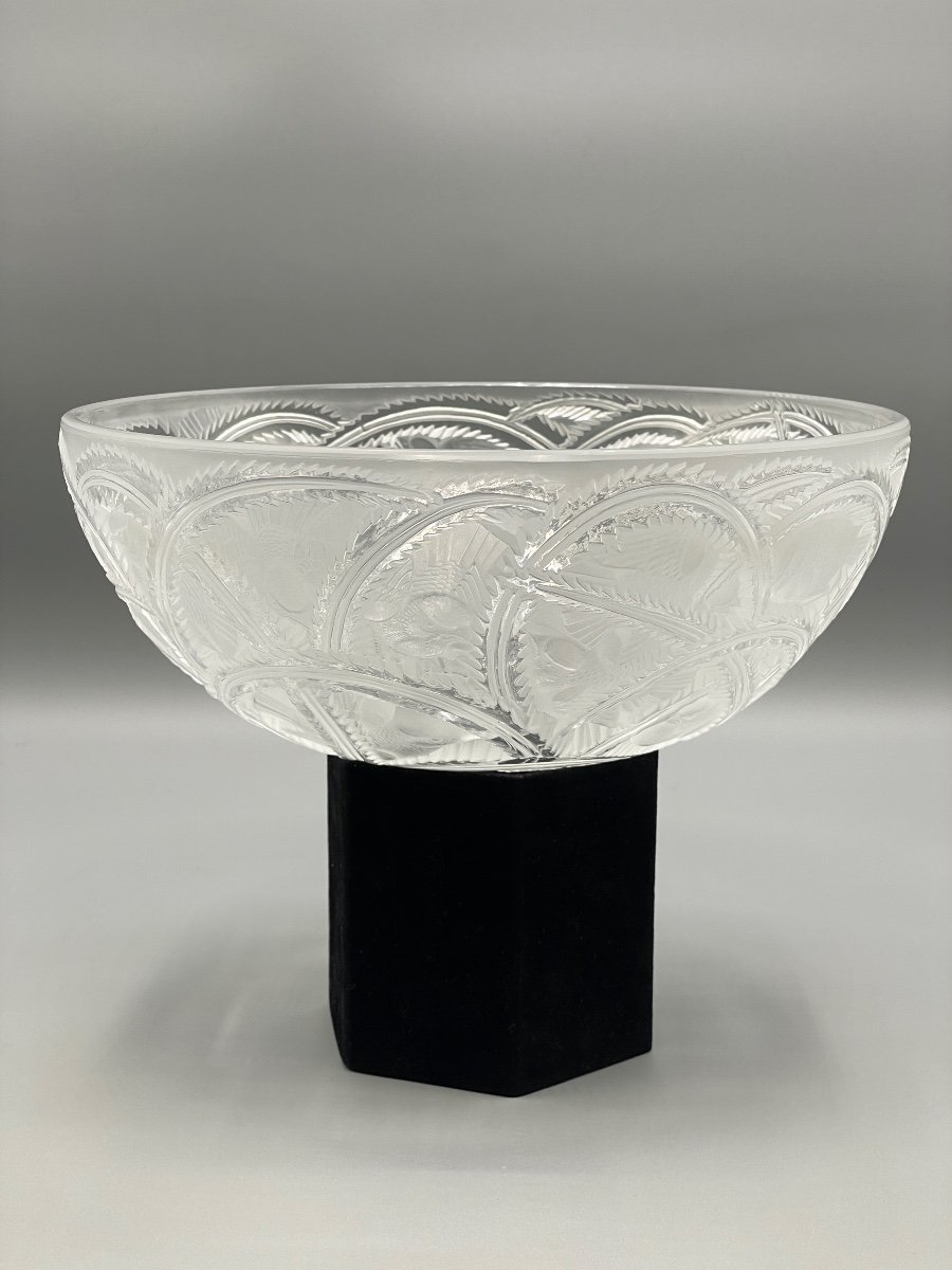 Large Lalique France Crystal Bowl “finches”