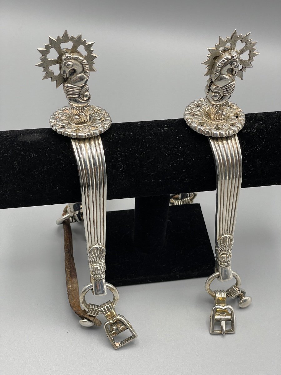 Pair Of Spur In Sterling Silver-photo-2