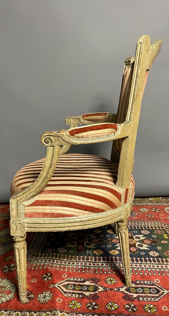 Paire De Fauteuil Cabriolet époque Louisxvi Laqué -photo-3