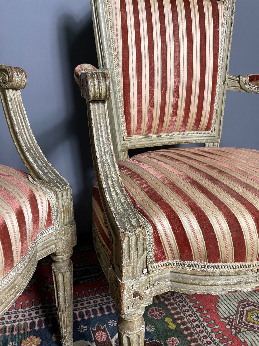 Paire De Fauteuil Cabriolet époque Louisxvi Laqué -photo-2