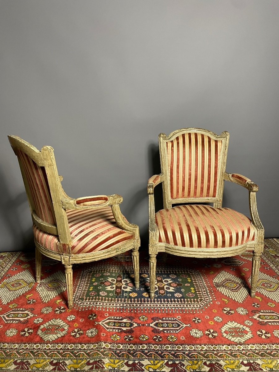 Paire De Fauteuil Cabriolet époque Louisxvi Laqué -photo-6