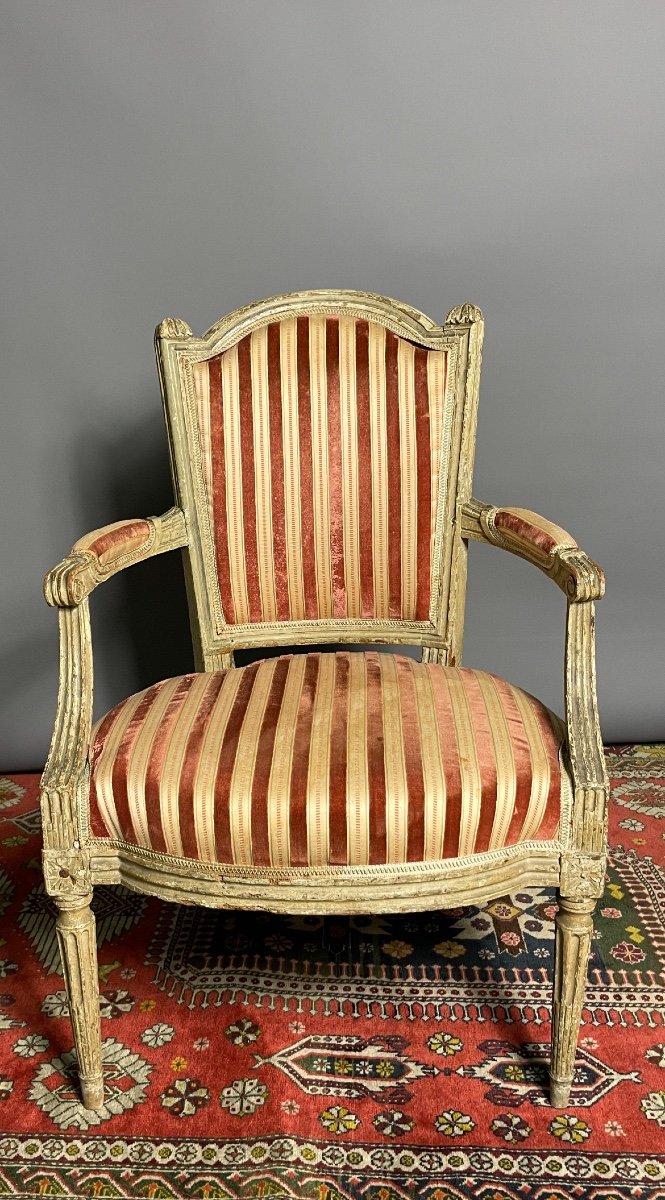 Paire De Fauteuil Cabriolet époque Louisxvi Laqué -photo-8