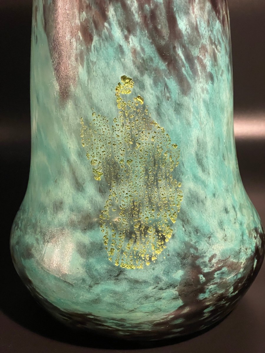 Large Daum Nancy Gold Glitter Vase-photo-4