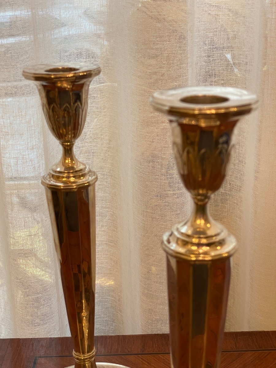 Pair Of Candlesticks In Sterling Silver 1815-1831-photo-4