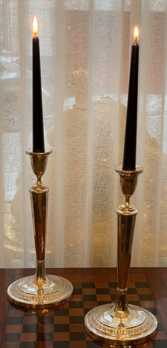 Pair Of Candlesticks In Sterling Silver 1815-1831