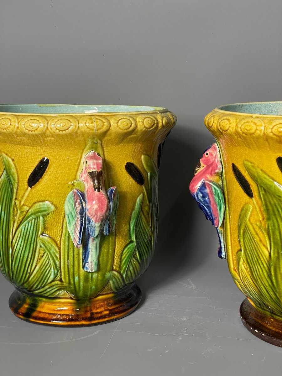 Pair Of Art Nouveau Slip Pot Covers -photo-2