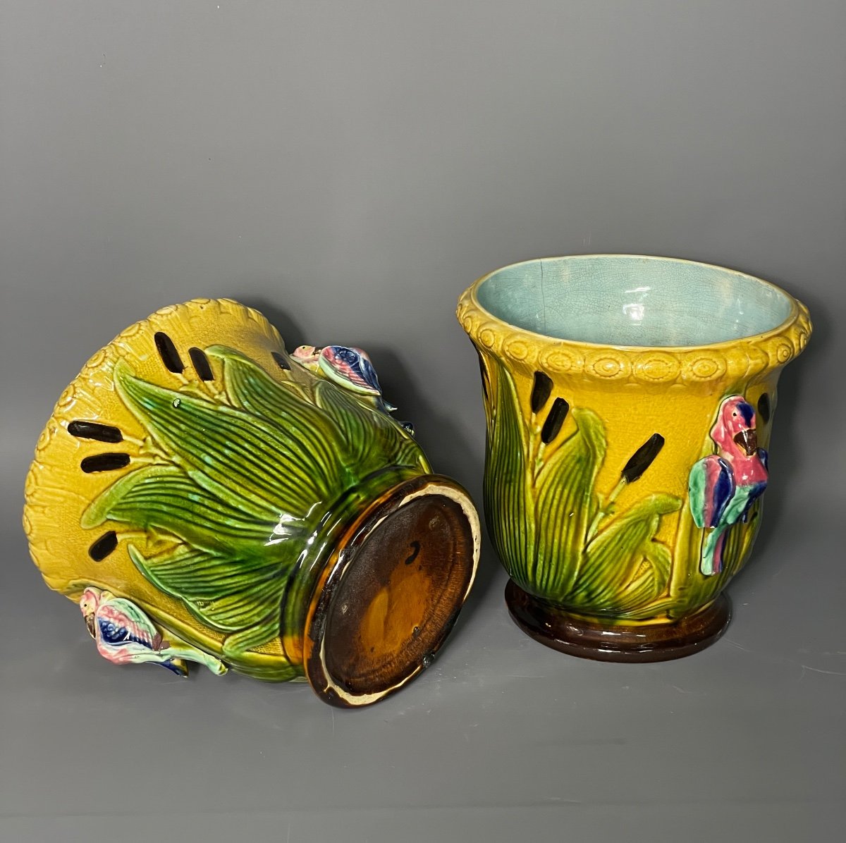 Pair Of Art Nouveau Slip Pot Covers -photo-3