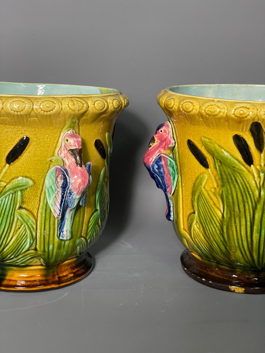 Pair Of Art Nouveau Slip Pot Covers -photo-5