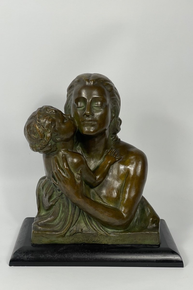 Sculpture En Bronze Art Déco « la Maternité » Ugo Cipriani