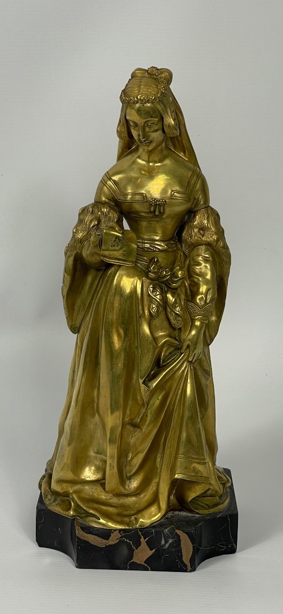 Jeune élégante De La Renaissance Sculpture En Bronze XIX Siècle 