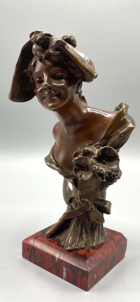 Sculpture En Bronze « jeune Femme Estivale «  Georges Van Der Straeten 1856-1928