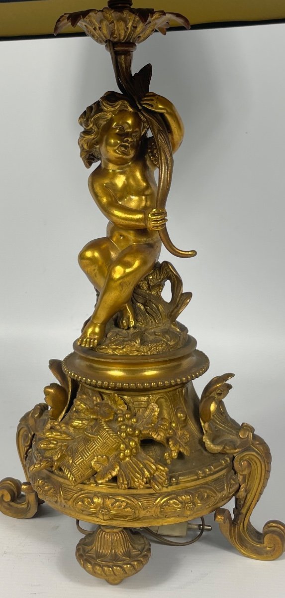 Lampe De Bureau/chevet Bronze Doré Napoléon III-photo-4