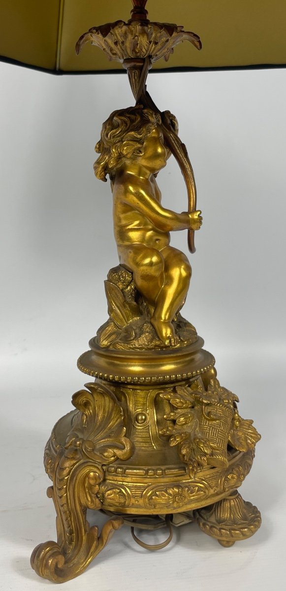 Lampe De Bureau/chevet Bronze Doré Napoléon III-photo-1