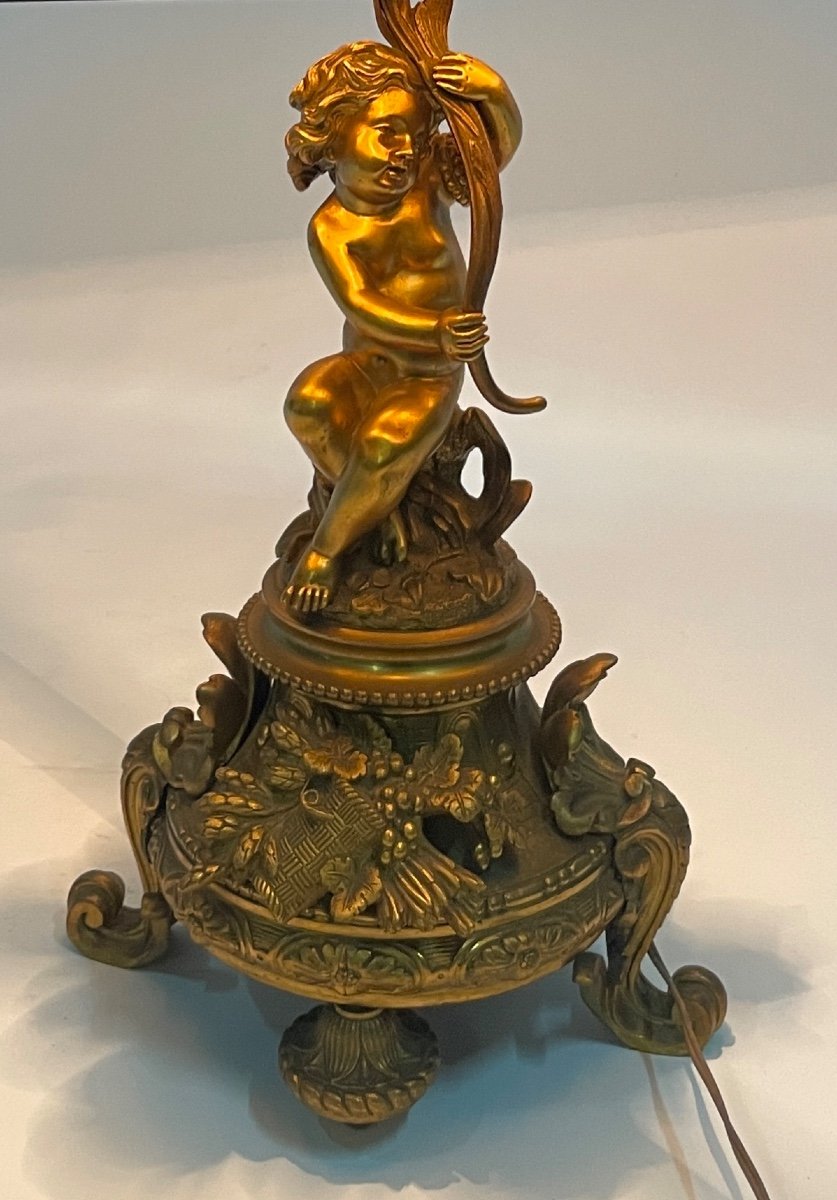 Lampe De Bureau/chevet Bronze Doré Napoléon III-photo-6