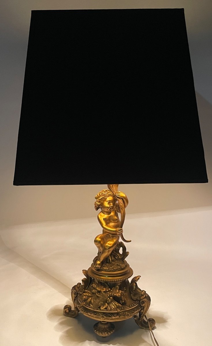 Lampe De Bureau/chevet Bronze Doré Napoléon III