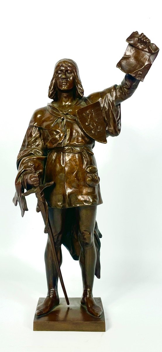 19th Century Bronze Sculpture "the Proclamation" By Albrecht Hamtressin