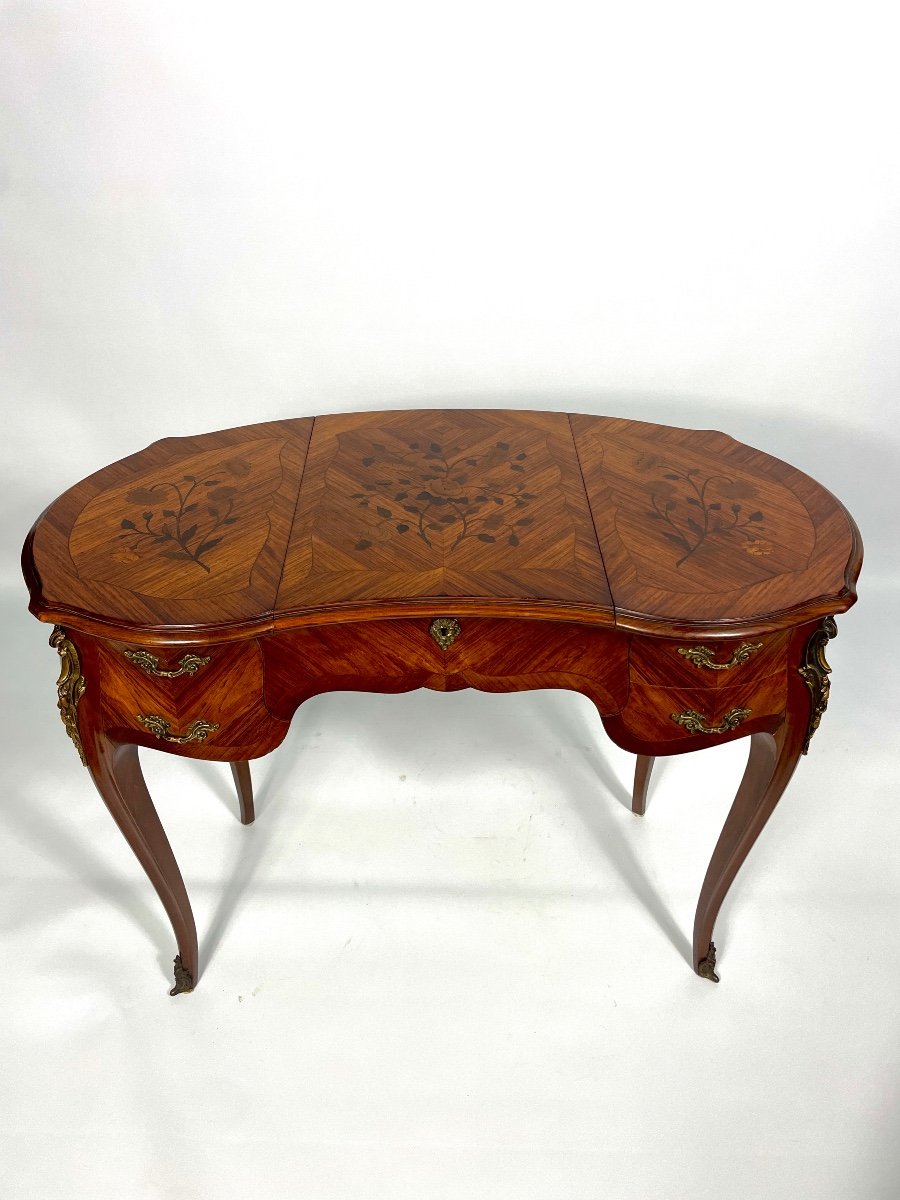 Kidney Dressing Table, Rosewood And Flower Marquetry-photo-2