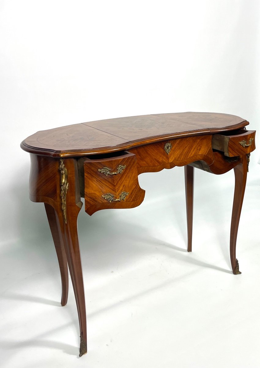 Kidney Dressing Table, Rosewood And Flower Marquetry-photo-3