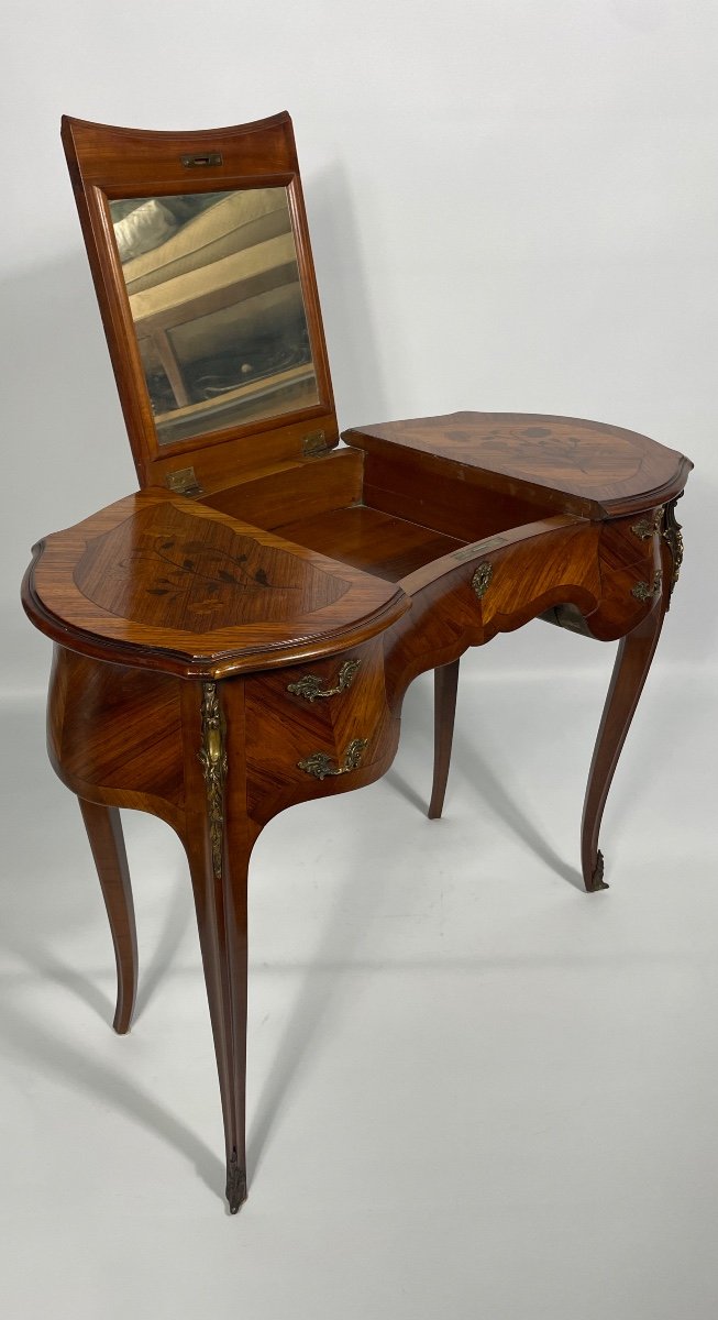 Kidney Dressing Table, Rosewood And Flower Marquetry-photo-1