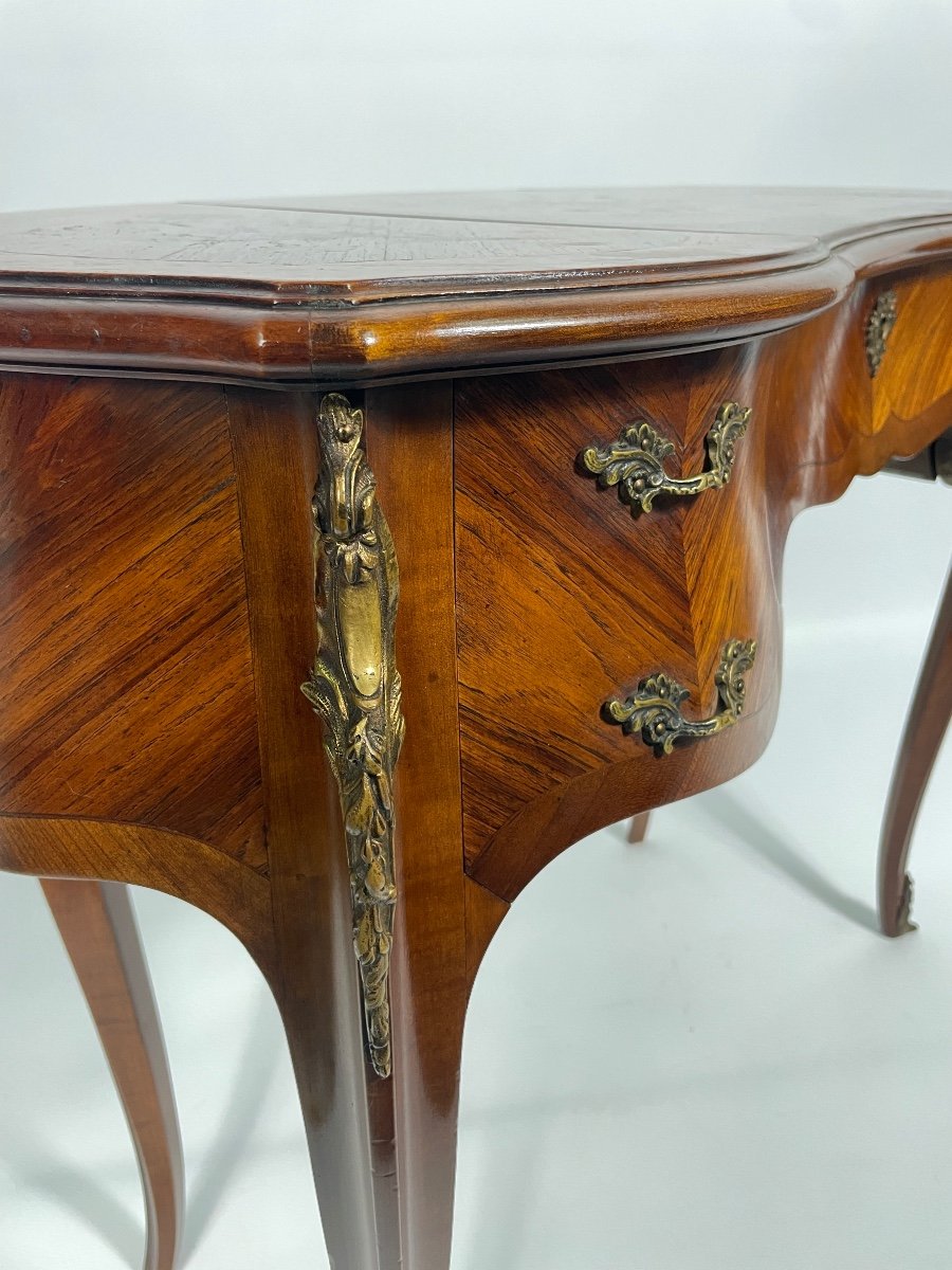 Kidney Dressing Table, Rosewood And Flower Marquetry-photo-2