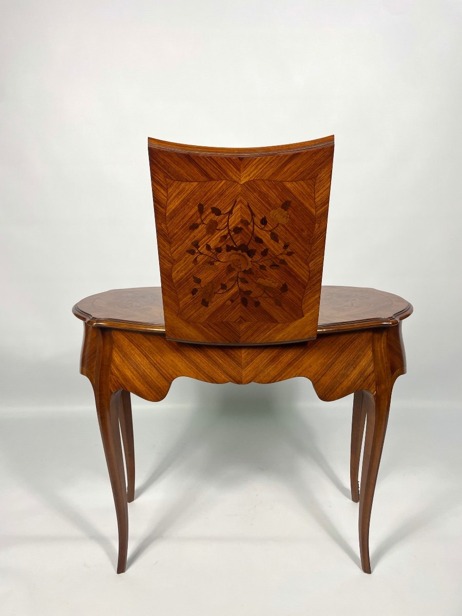 Kidney Dressing Table, Rosewood And Flower Marquetry-photo-4