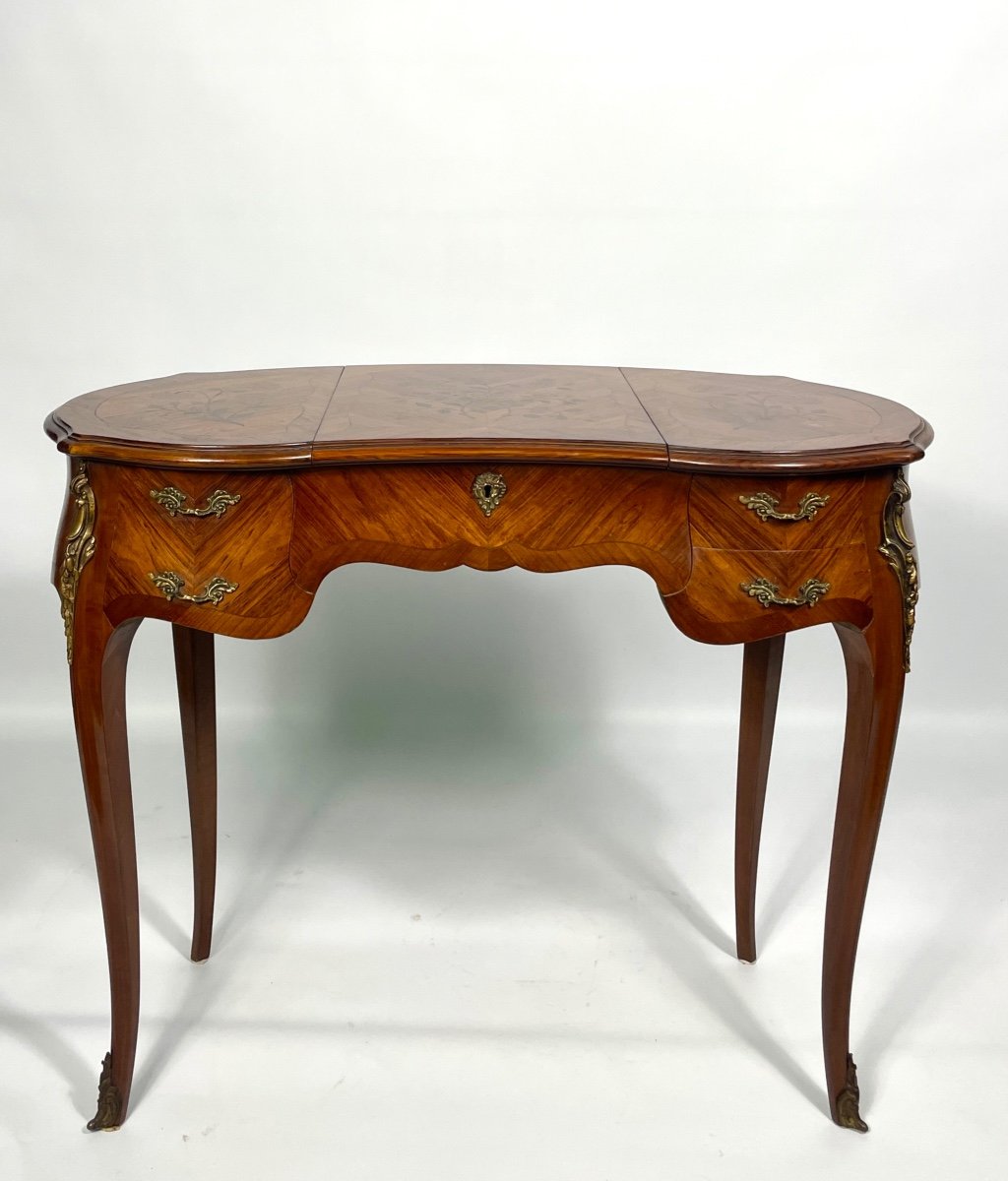 Kidney Dressing Table, Rosewood And Flower Marquetry