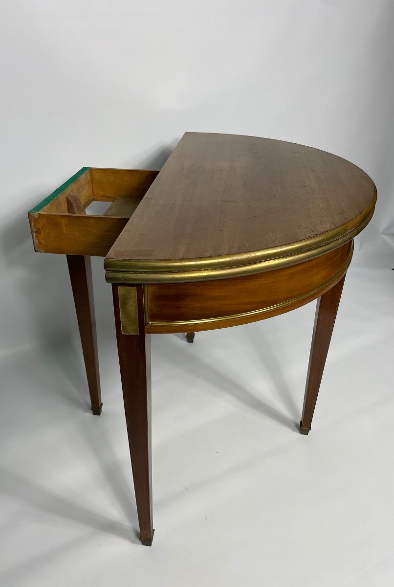 Louis XVI Style Two Half-moon Game Table-photo-4