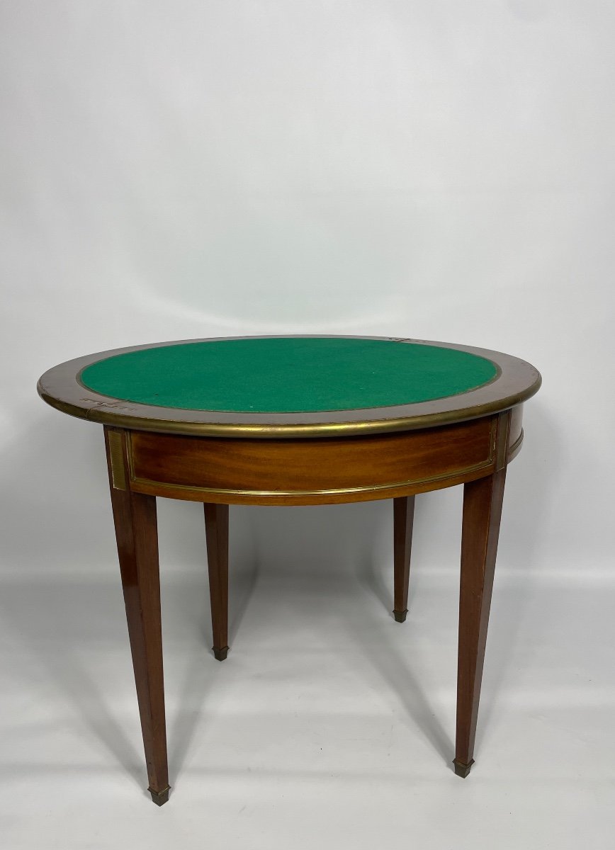 Louis XVI Style Two Half-moon Game Table-photo-1