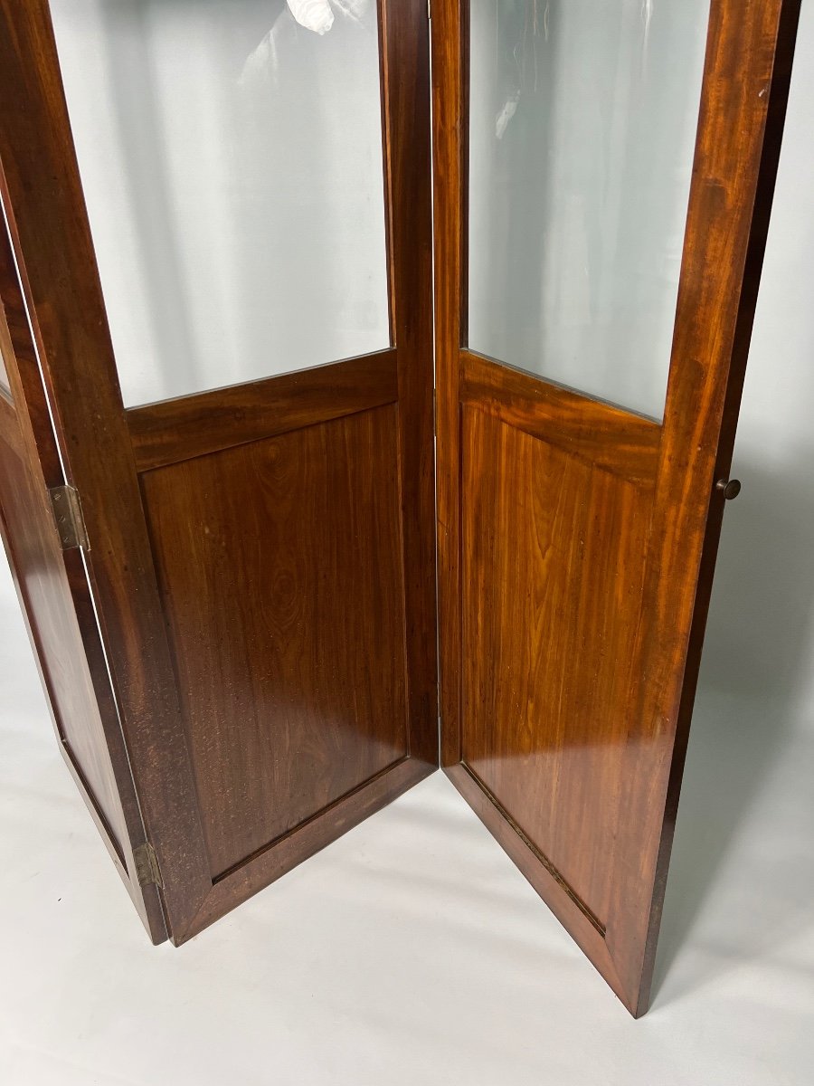 19th Century Flamed Mahogany 3-leaf Screen -photo-4