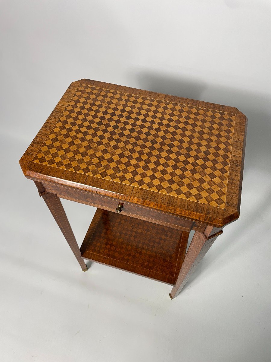 Mobilier d'Appoint Marqueterie De Damier De Style Louis XVI-photo-3