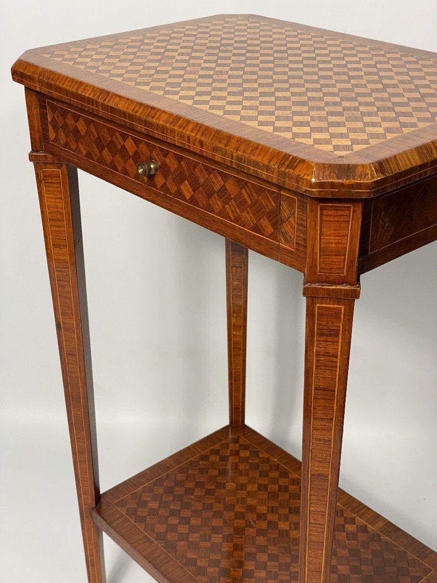 Mobilier d'Appoint Marqueterie De Damier De Style Louis XVI-photo-5