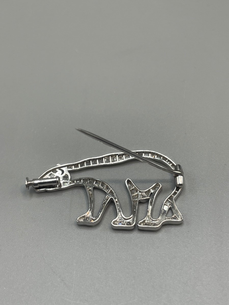 Broche En Or Et Diamants « ours Polaire « -photo-2