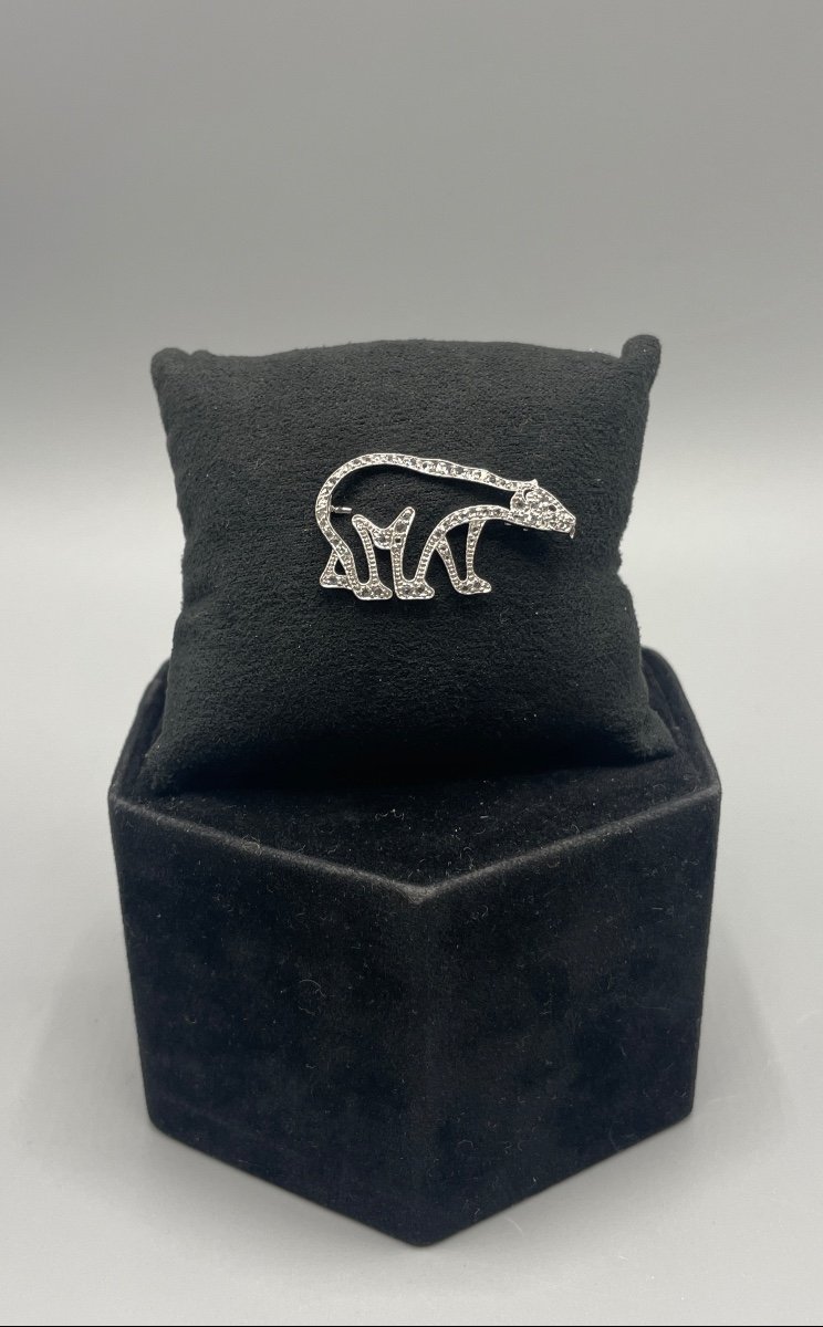 Broche En Or Et Diamants « ours Polaire « -photo-4