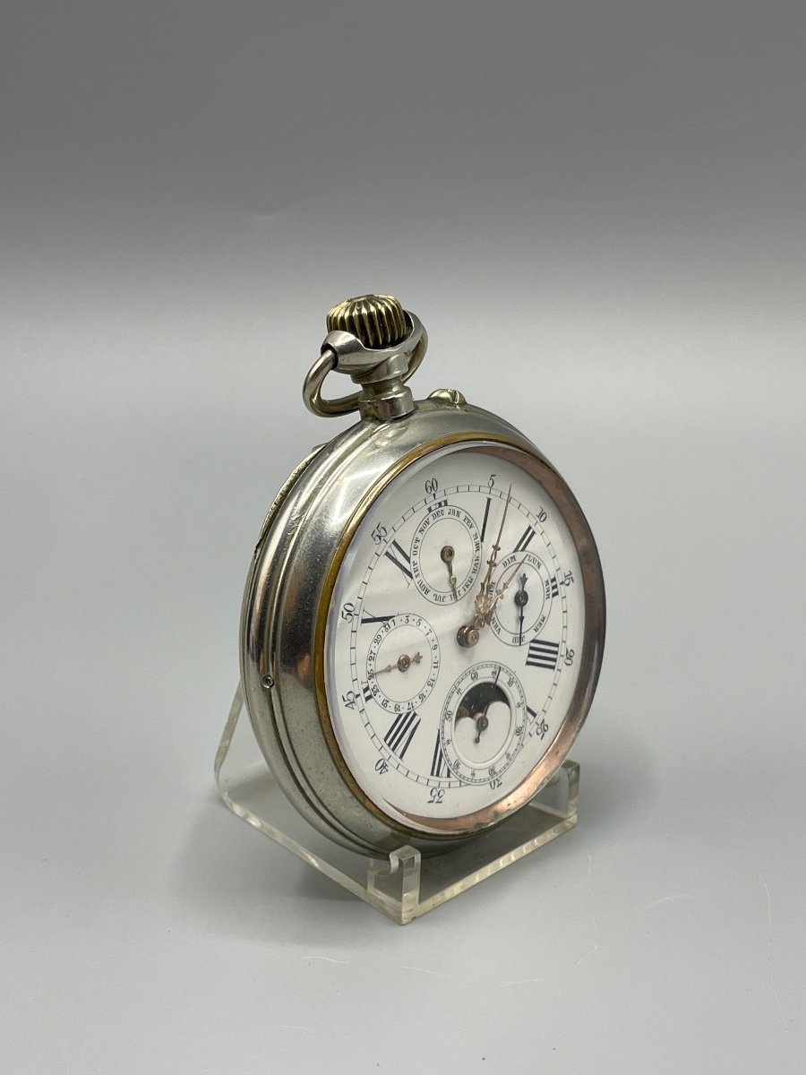 Triple Calendar Pocket Watch Circa 1880-photo-2