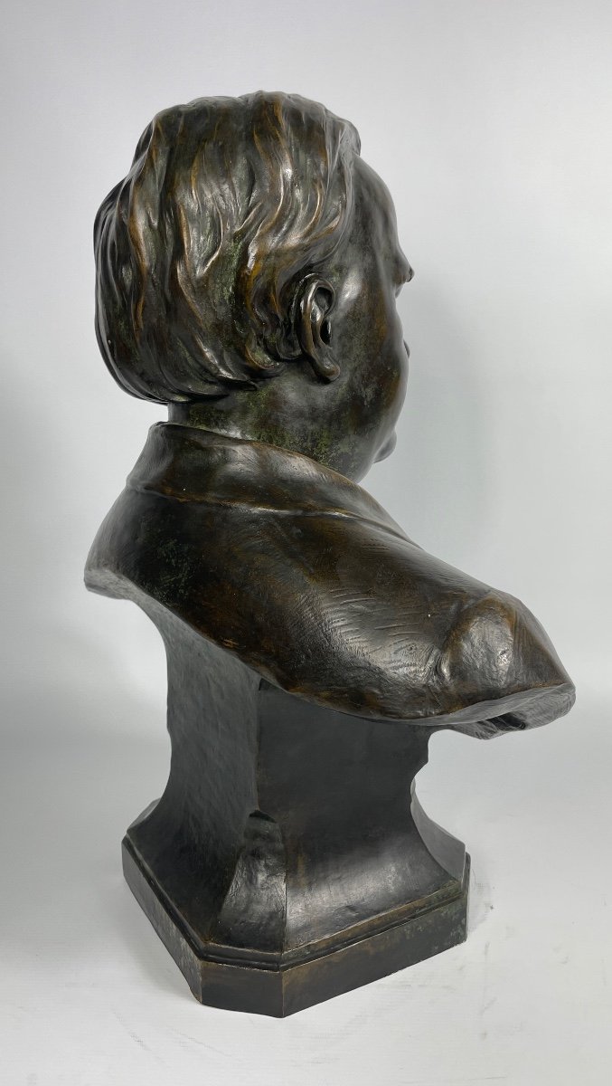 Bronze Bust By Jules Aurele l'Hommeau 1898-photo-3