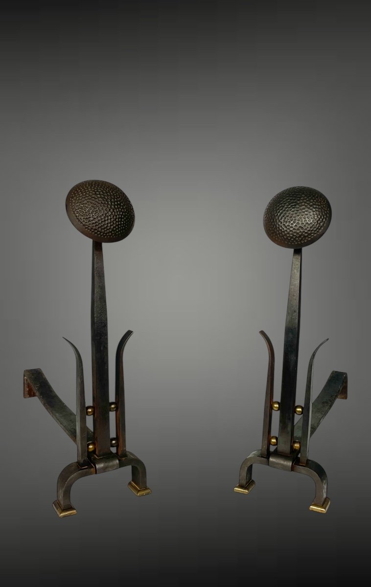 Pair Of Modernist Andirons 