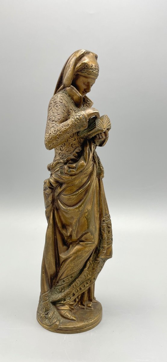 Sculpture en bronze Carrier Belleuse « La Liseuse »-photo-4